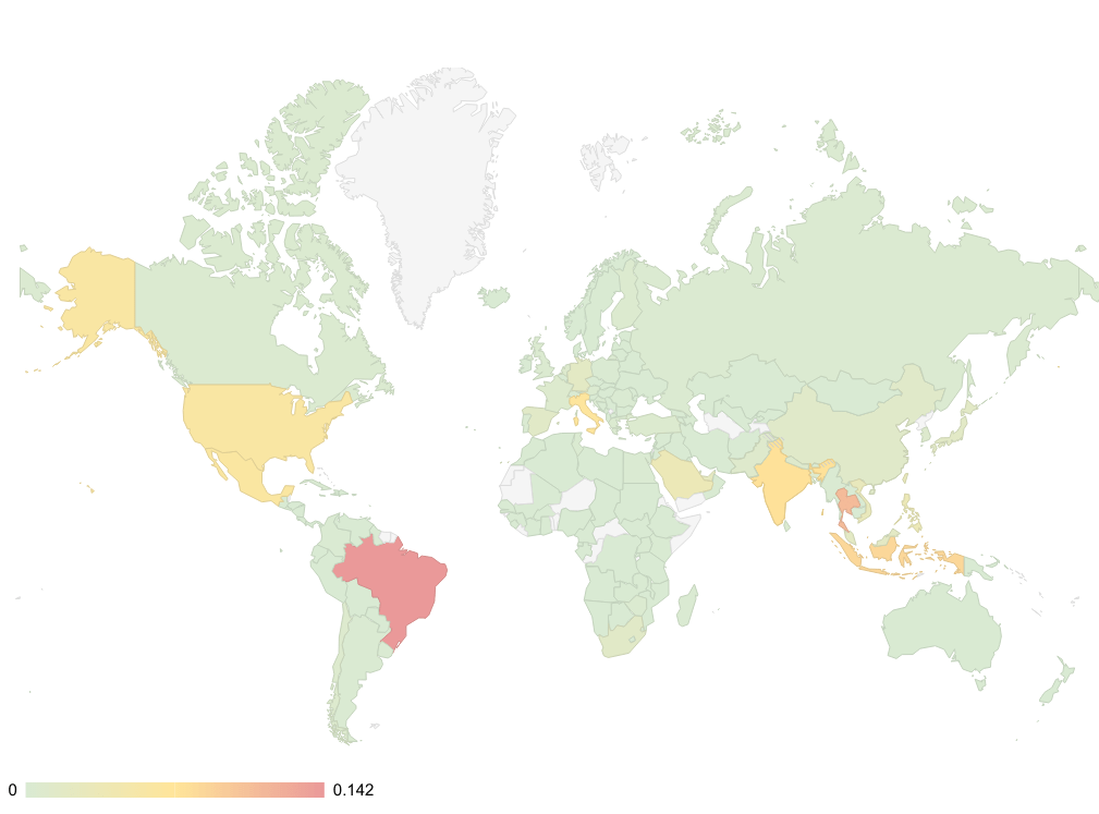 Global distribution of Emotet infected systems