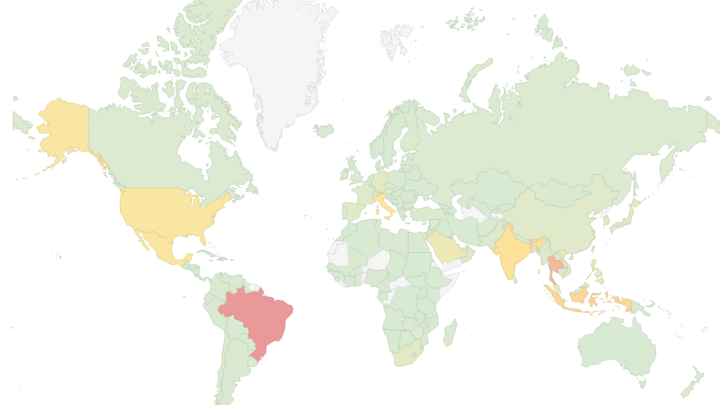 Global distribution of Emotet infected systems