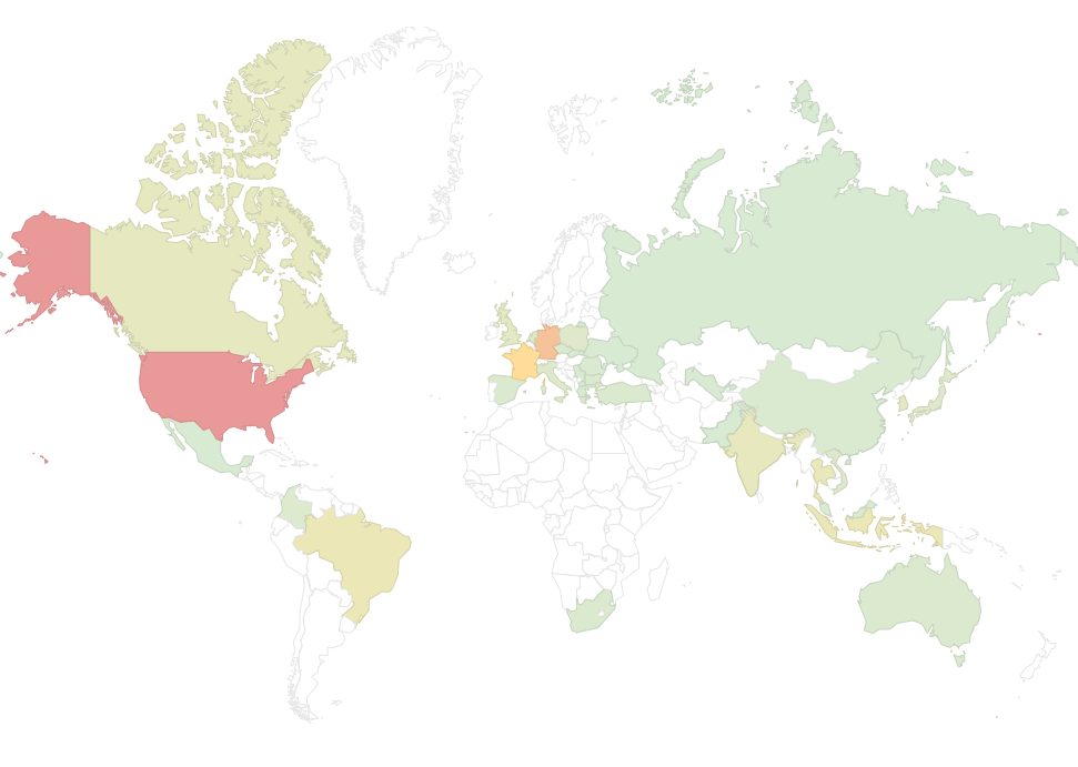 Emotet_Geographical distribution of tier 1 servers