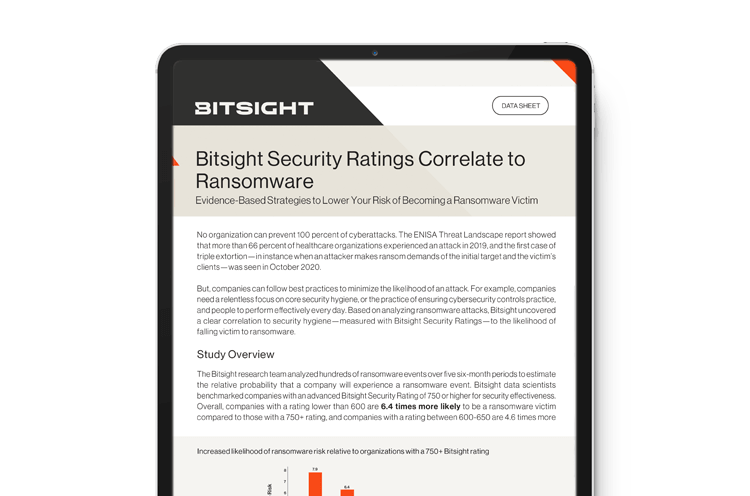 Bitsight security ratings correlate to ransomware data sheet