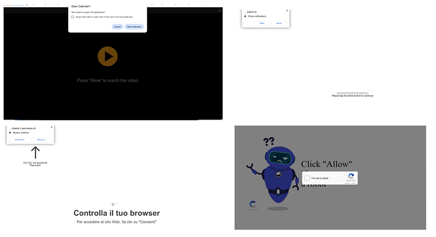 Kullanıcıları abone olmaya yönlendiren sahte kaplamalar.