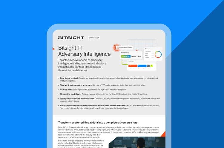 Bitsight TI Adversary Intelligence-datasheet cover