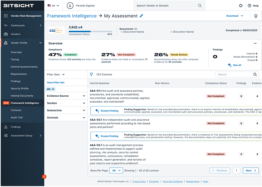 suggested findings workflow dashboard