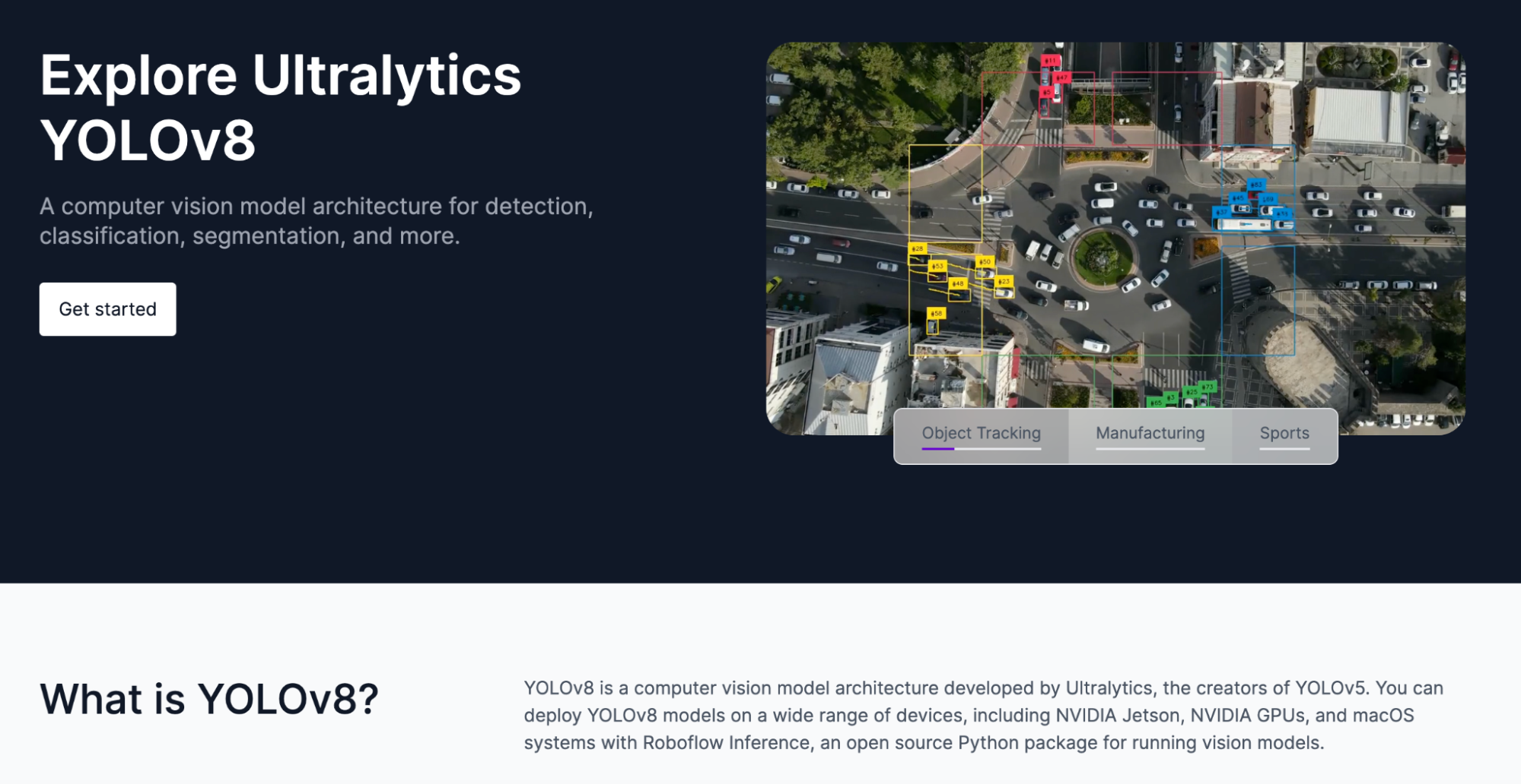 Homepage of a YOLO model