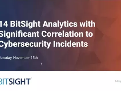 14 BitSight Analytics with Significant Correlation to Cybersecurity Incidents Webinar Intro Slide