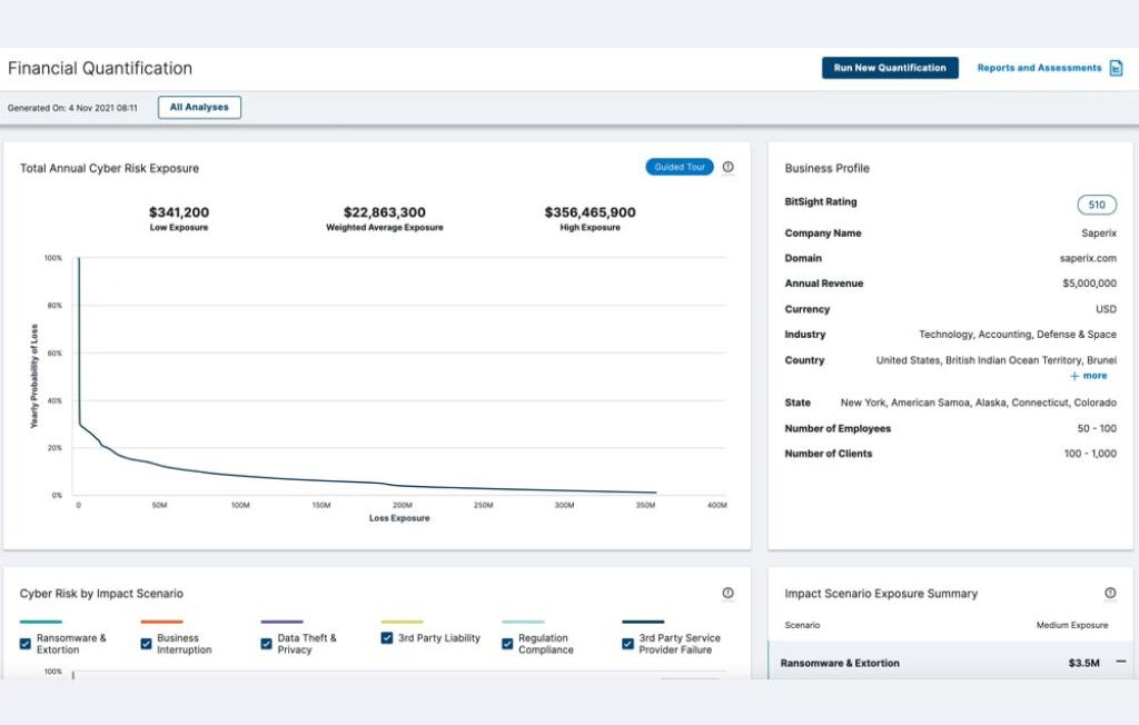 Financial Quantification for Enterprise Cyber Risk Product Screenshot