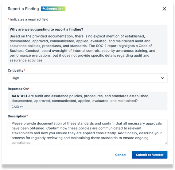 finding reporting screenshot